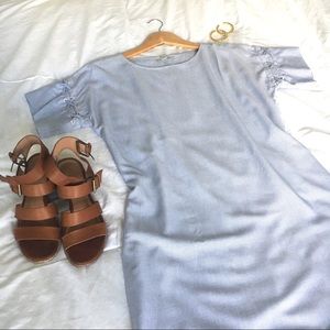 Madewell Striped Lace Sleeve Shirt Dress